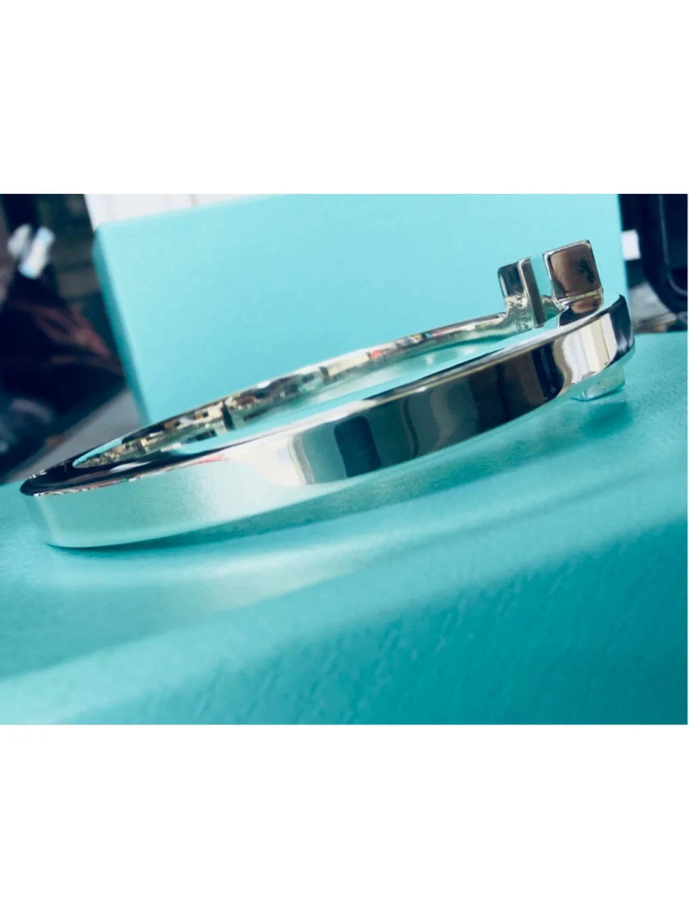 Tiffany & Co. T Square Sterling Silver Bangle Bracelet 6.1” - Picture 13 of 15